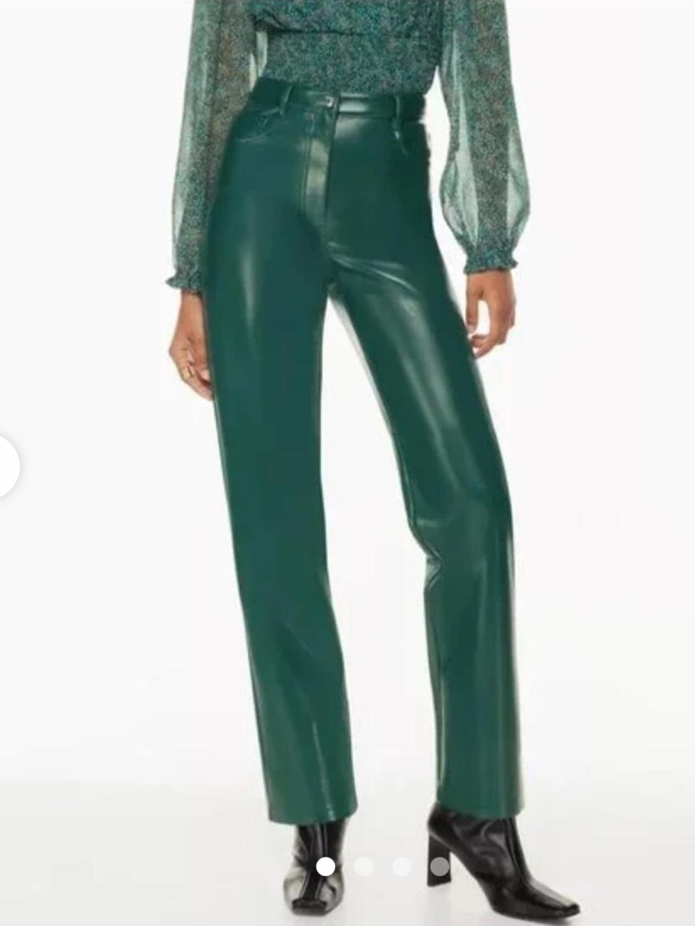 Aritzia Wilfred Highrise Green Straight Leg Vegan Leather Pants Size 4